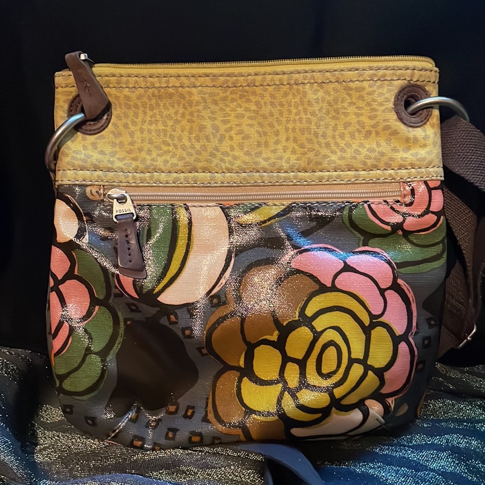 Fossil Key-Per Crossbody Canvas/Patent Leather. M… - image 4